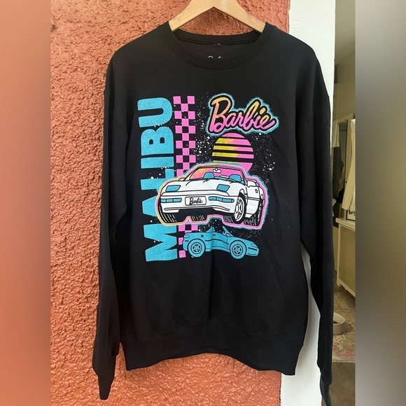Barbie Malibu Crewneck Sweatshirt- Size Medium. Black Neon, Barbiecore - Picture 1 of 1